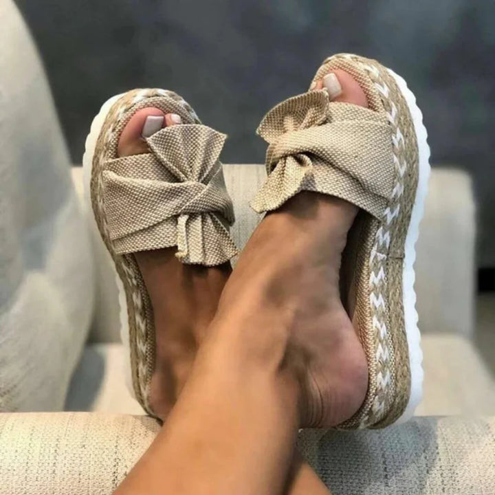 Fiona | Women’s Spring Bow Platform Slide Sandals