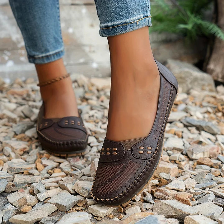 Abigail | Women’s Perforated Comfort Slip On Loafers