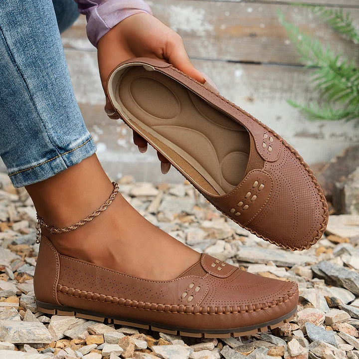 Abigail | Women’s Perforated Comfort Slip On Loafers