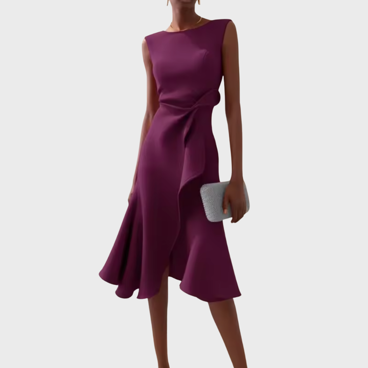 Karen | Women’s Draped Asymmetric Midi Dress