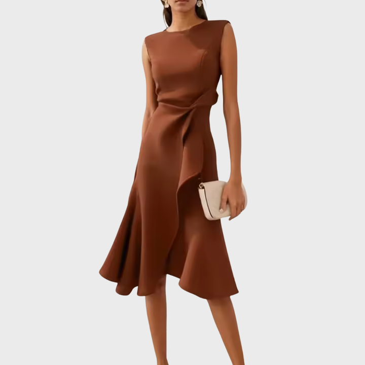 Karen | Women’s Draped Asymmetric Midi Dress