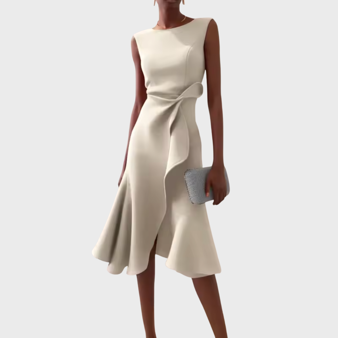 Karen | Women’s Draped Asymmetric Midi Dress