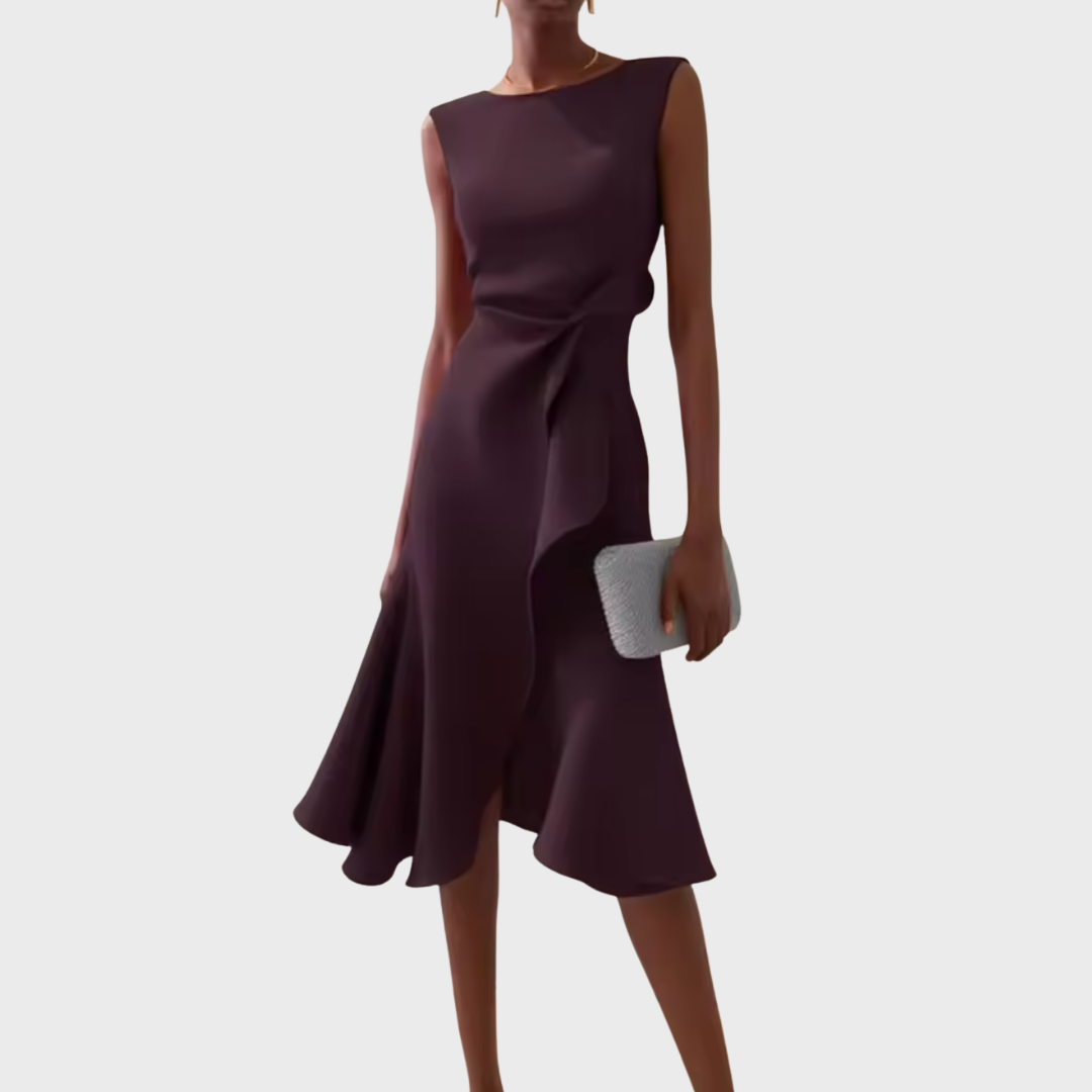 Karen | Women’s Draped Asymmetric Midi Dress