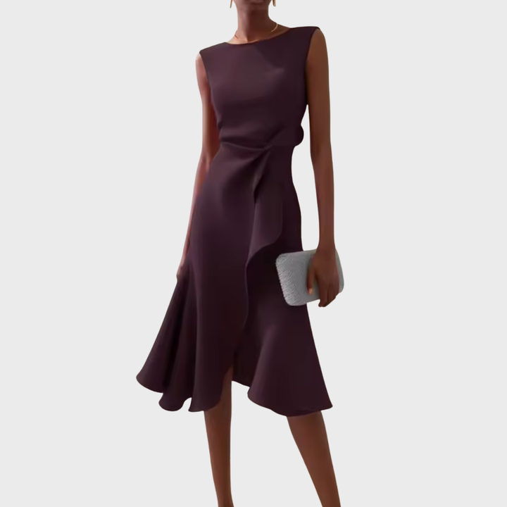 Karen | Women’s Draped Asymmetric Midi Dress