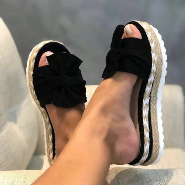 Fiona | Women’s Spring Bow Platform Slide Sandals