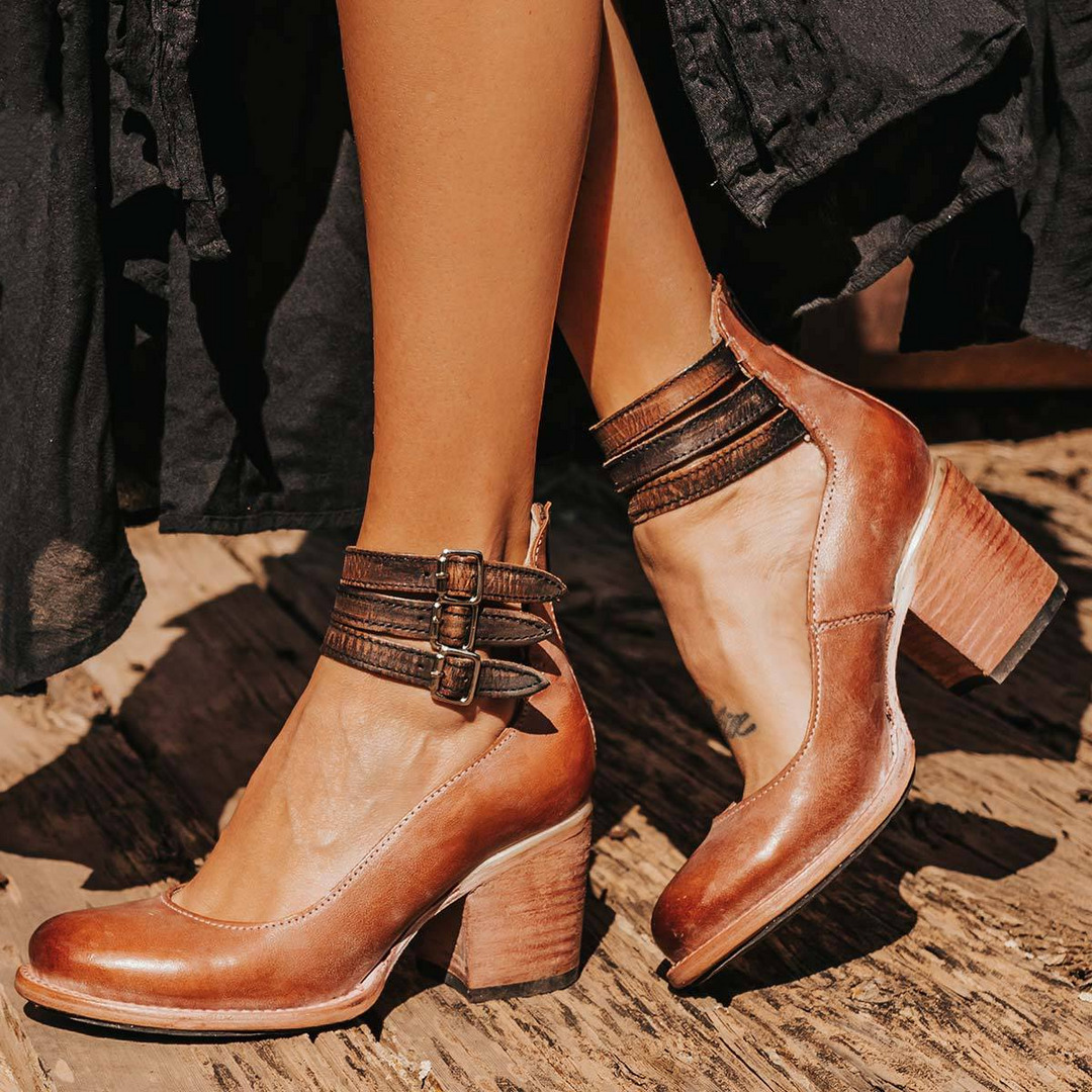Tessa | Women’s Buckle Strap Block Heel Shoes