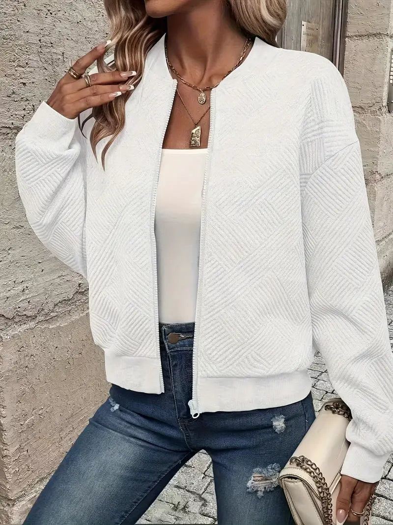 Hannah | Women’s Casual Pattern Front Zip Cardigan