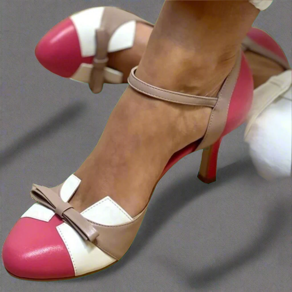 Daisy | Womens Bow Strap Closed Toe Heels