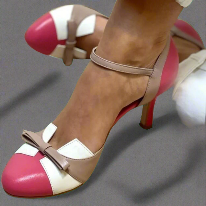 Daisy | Womens Bow Strap Closed Toe Heels