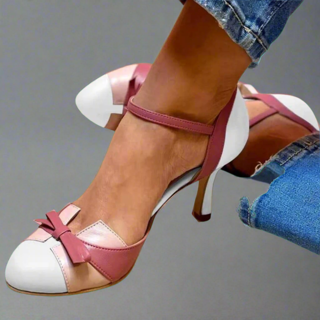 Daisy | Womens Bow Strap Closed Toe Heels