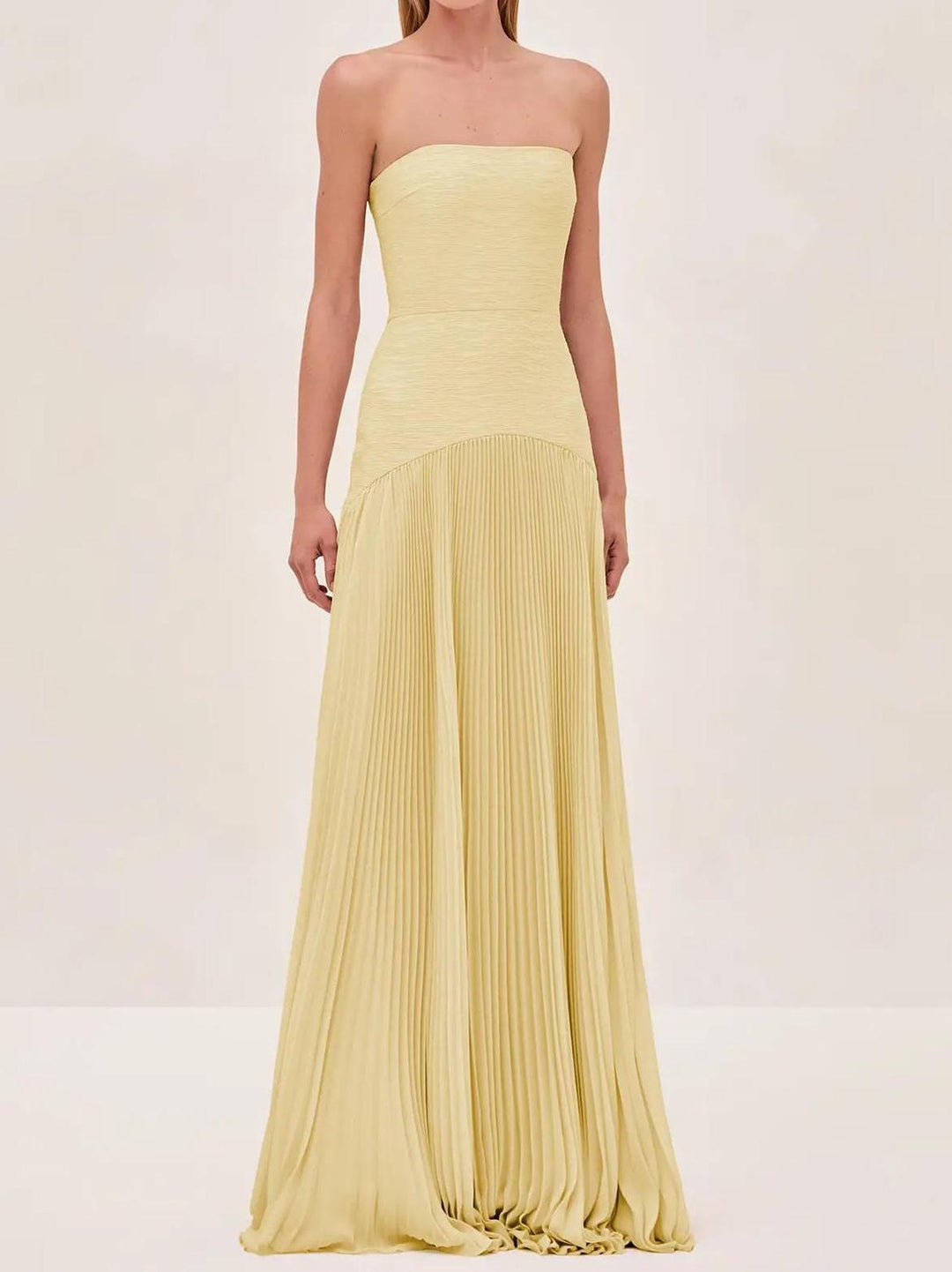 Clara | Women's Strapless Pleated Maxi Wedding Guest Dress