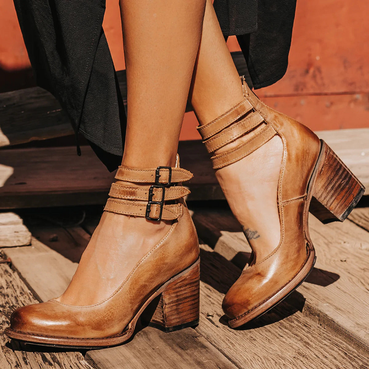 Tessa | Women’s Buckle Strap Block Heel Shoes