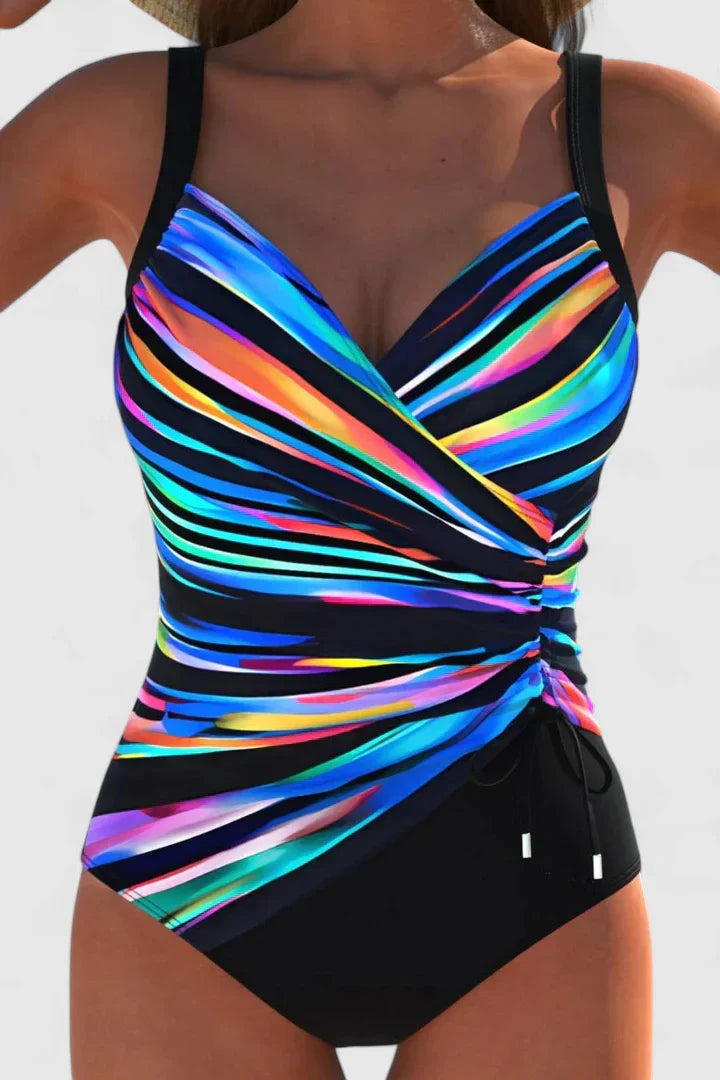 Ovrin | Women’s Striped Wrap-Front One-Piece Swimsuit