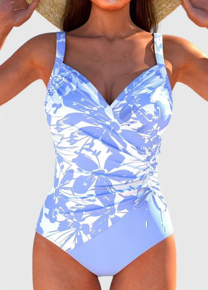 Ovrin | Women’s Striped Wrap-Front One-Piece Swimsuit