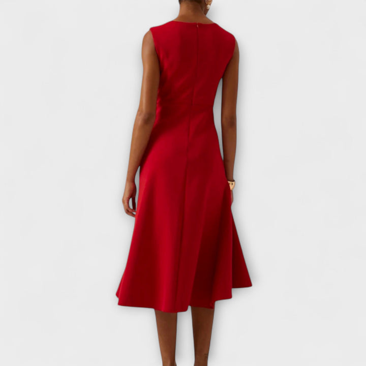 Ava | Women’s Elegant Sleeveless Ruffle Midi Dress