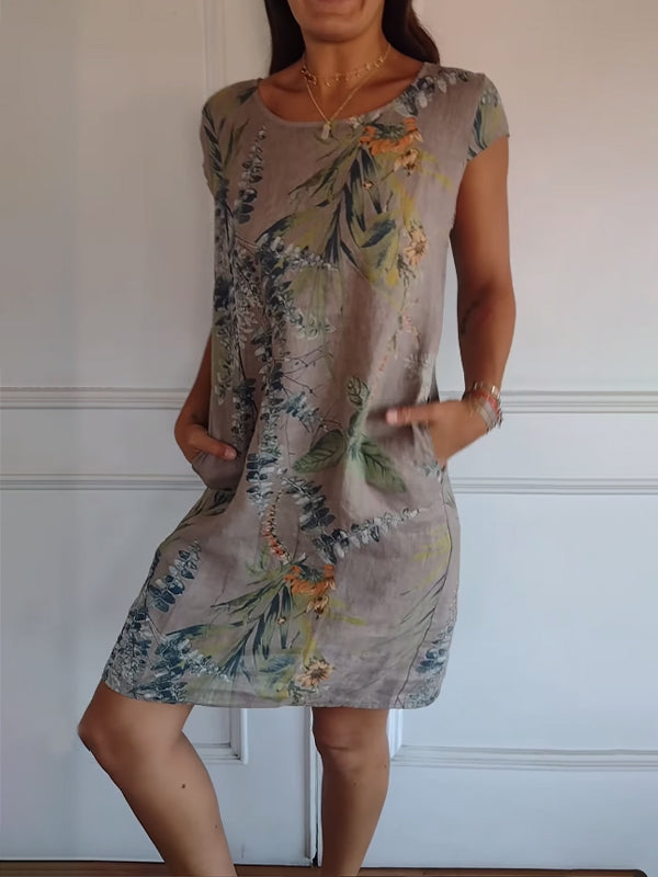 Jessica | Women Casual Leaf Print Summer Dress