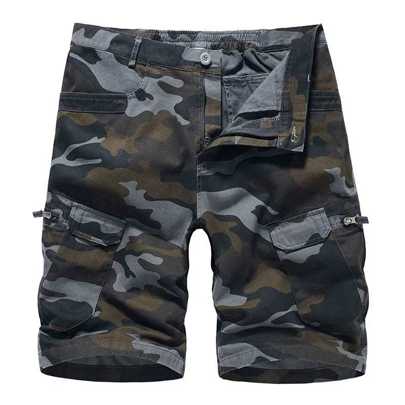 James | Men's Camouflage Multi-Pocket Belted Cargo Shorts