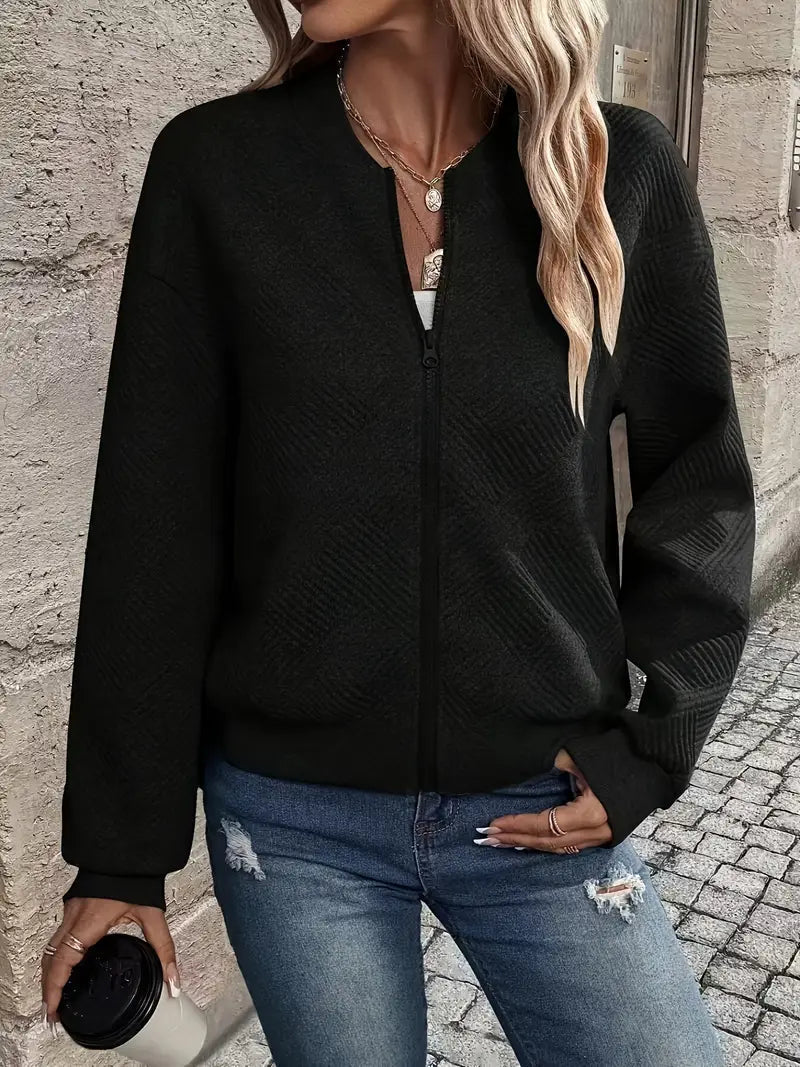 Hannah | Women’s Casual Pattern Front Zip Cardigan