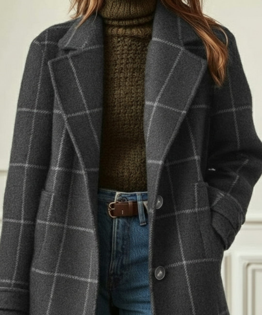 Jessica | Womens Plaid Button Front Coat