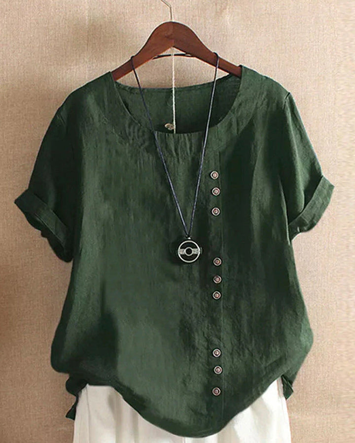 Delilah | Women Button Detail Casual Short Sleeve Blouse