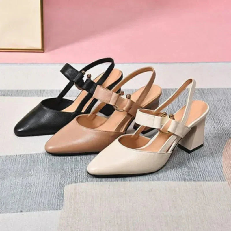 Clara | Women's  Toe Slingback Block Heel Mary Jane Heels