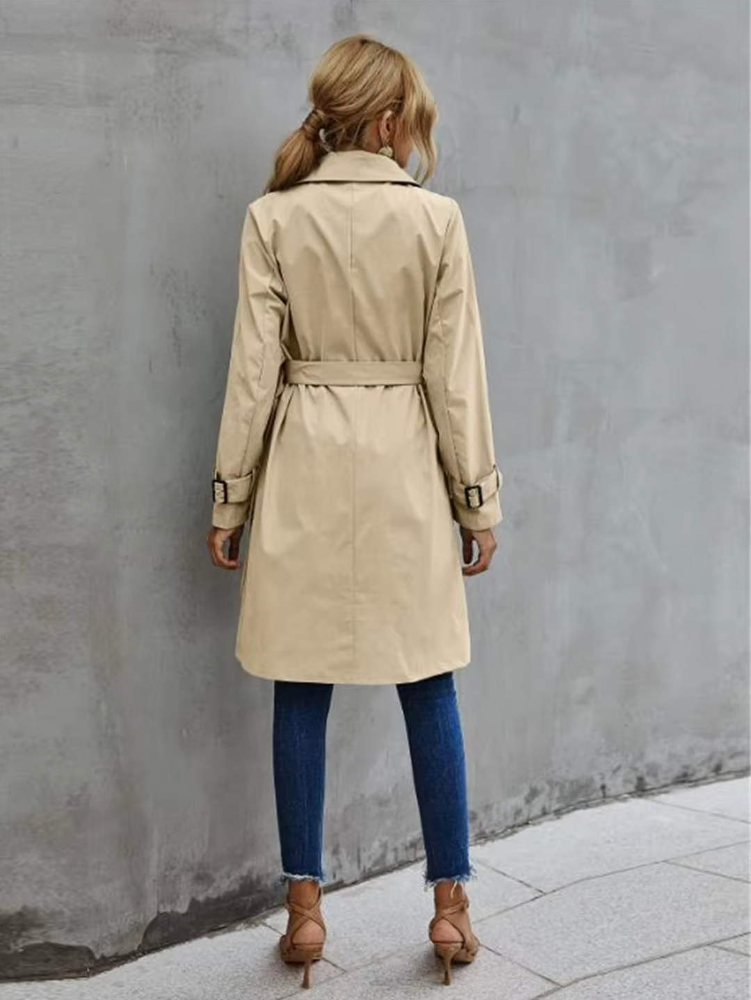 Stella | Kvinders Trenchcoat med Dobbeltknap og Bælte