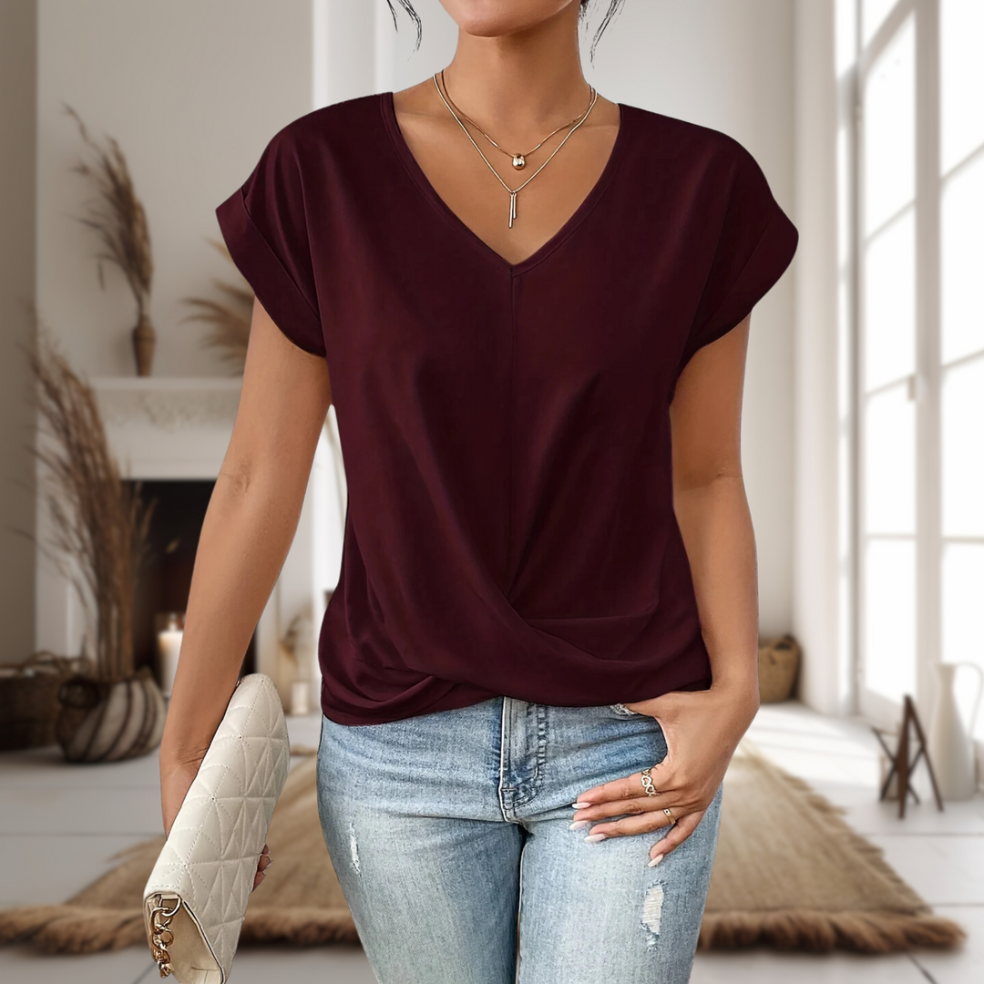 Charlotte | Women Elegant V Neck Twist Hem Blouse