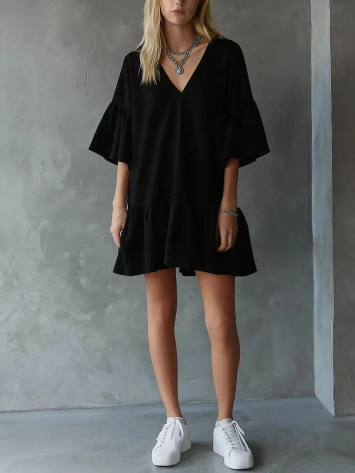 Sophie | Boho Flowy Dress Flutter Sleeves Floral Print Midi