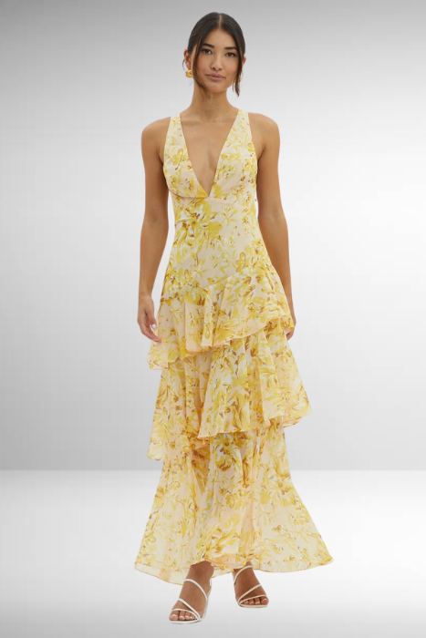 Millie | Women’s Elegant Floral Tiered Maxi Dress