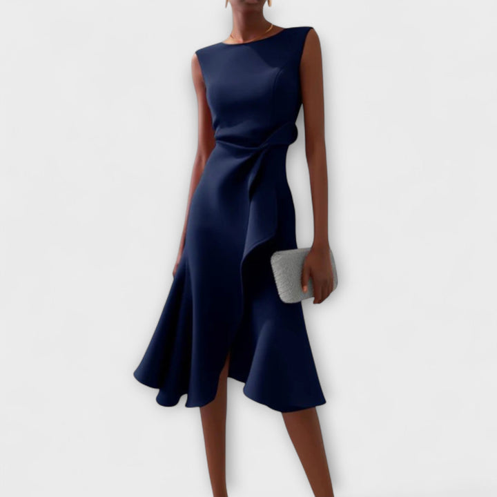 Karen | Women’s Draped Asymmetric Midi Dress