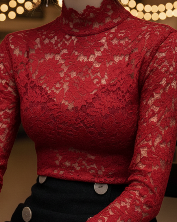 Grace | Women’s Spring Lace High-Neck Blouse