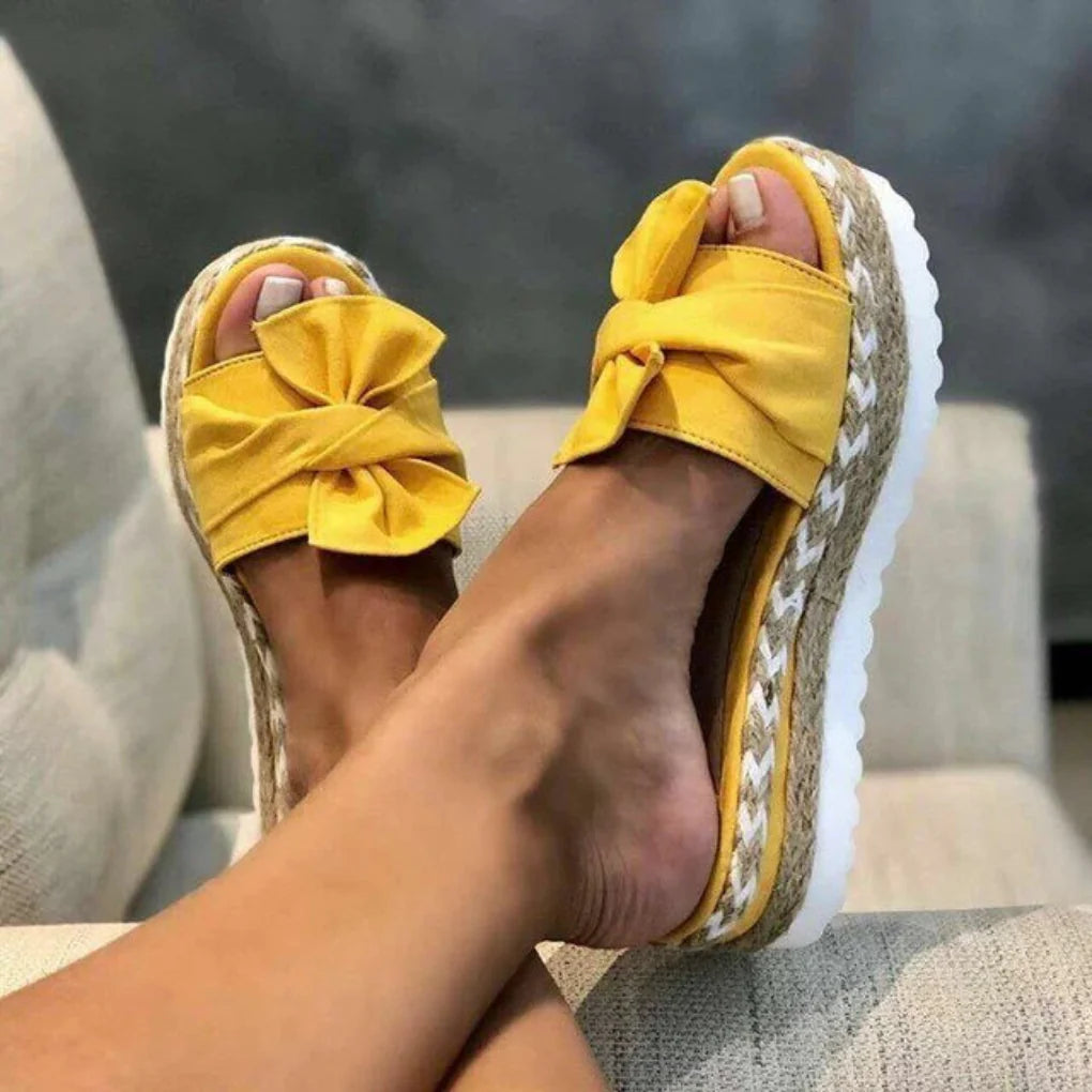 Fiona | Women’s Spring Bow Platform Slide Sandals
