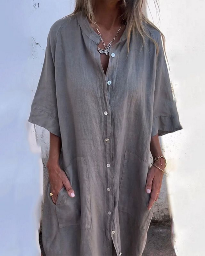 Elsie | Women’s Button Front Long Sleeve Midi Dress