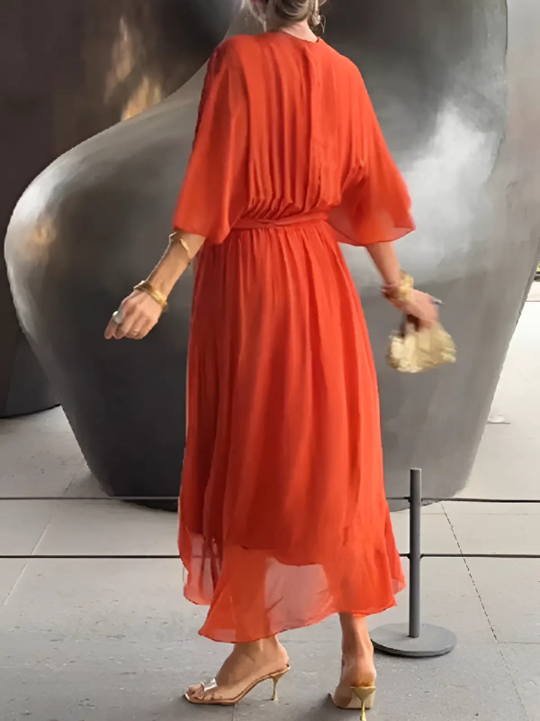 Daisy | Women's  Tie Waist Flutter Sleeve Midi Dress