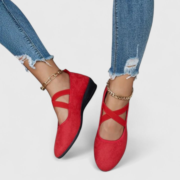 Alice | Women Spring Strappy Round-Toe Wedge Flats