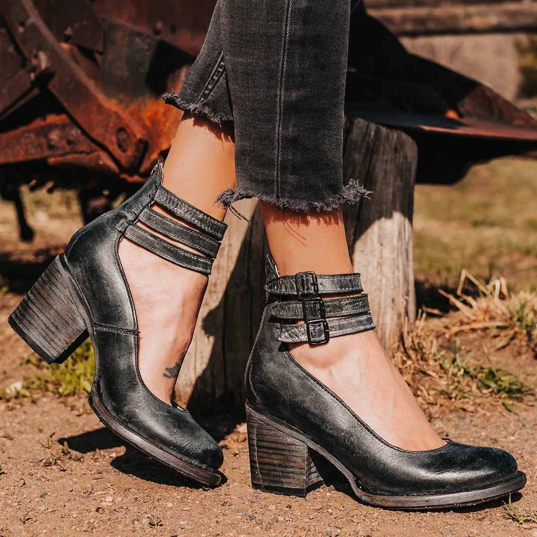 Tessa | Women’s Buckle Strap Block Heel Shoes