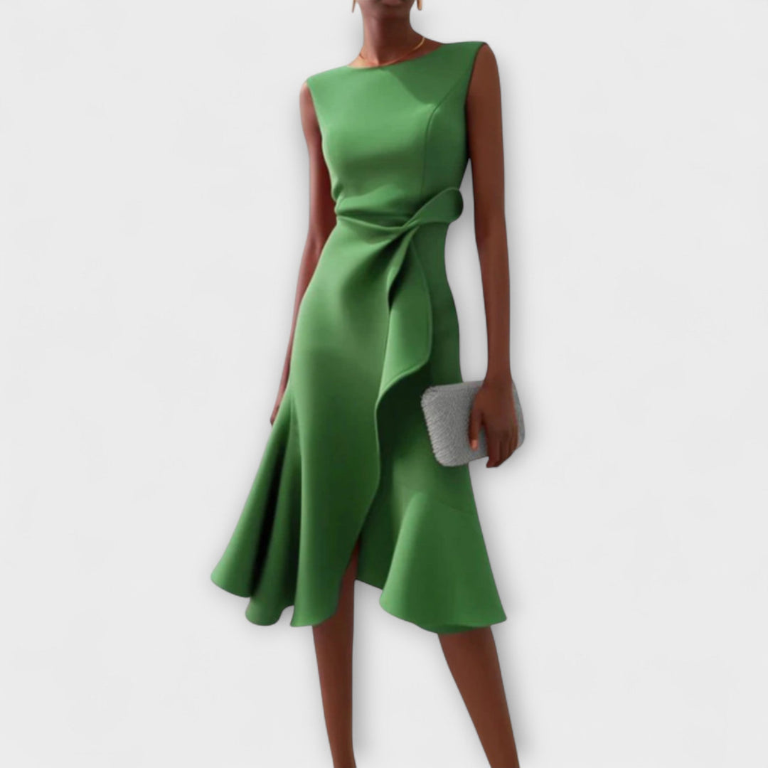 Karen | Women’s Draped Asymmetric Midi Dress