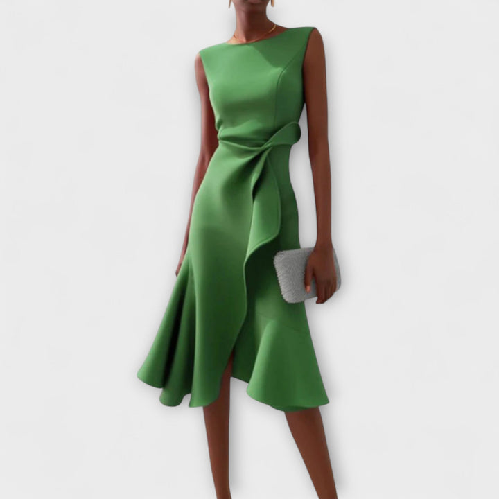 Karen | Women’s Draped Asymmetric Midi Dress
