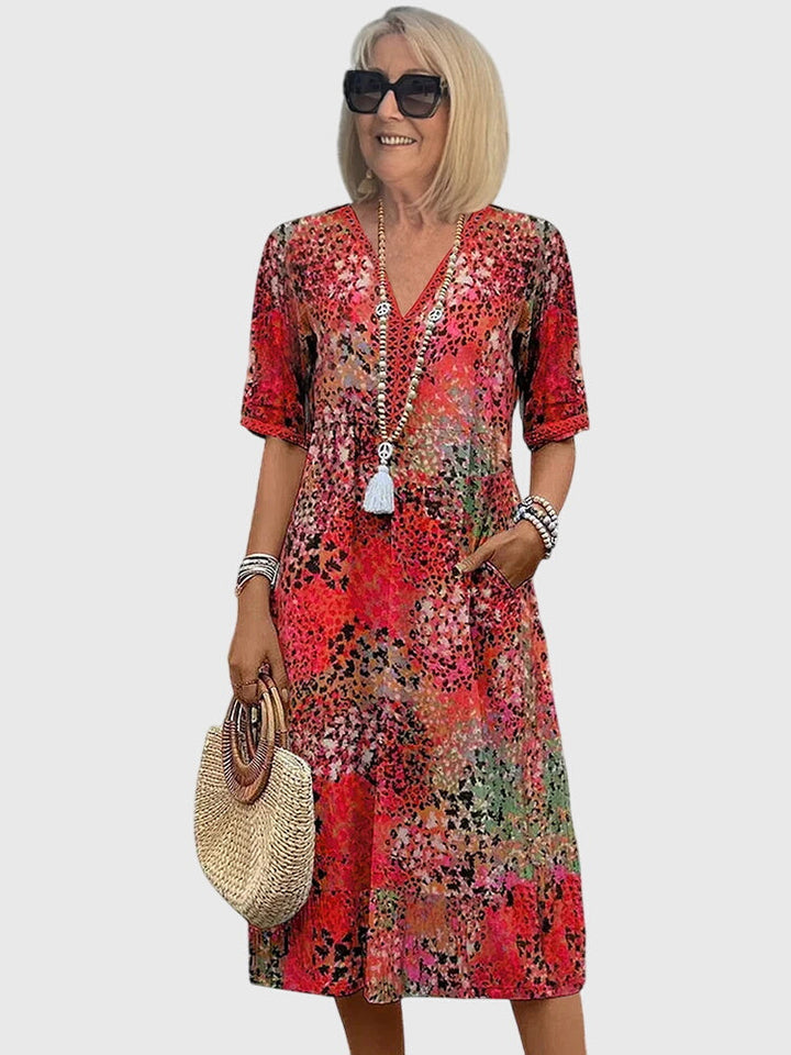 Emily | Womens Printed V Neck Midi Dress