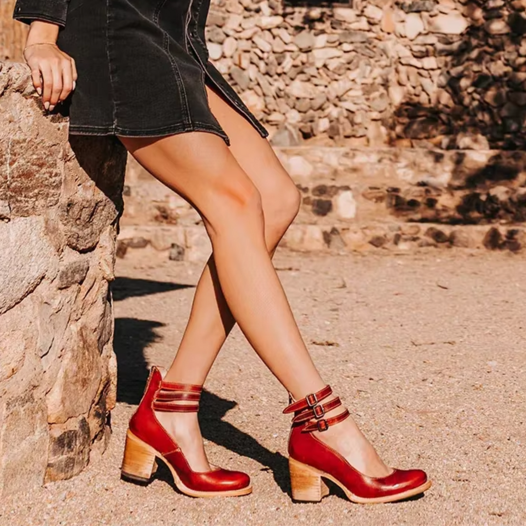 Tessa | Women’s Buckle Strap Block Heel Shoes