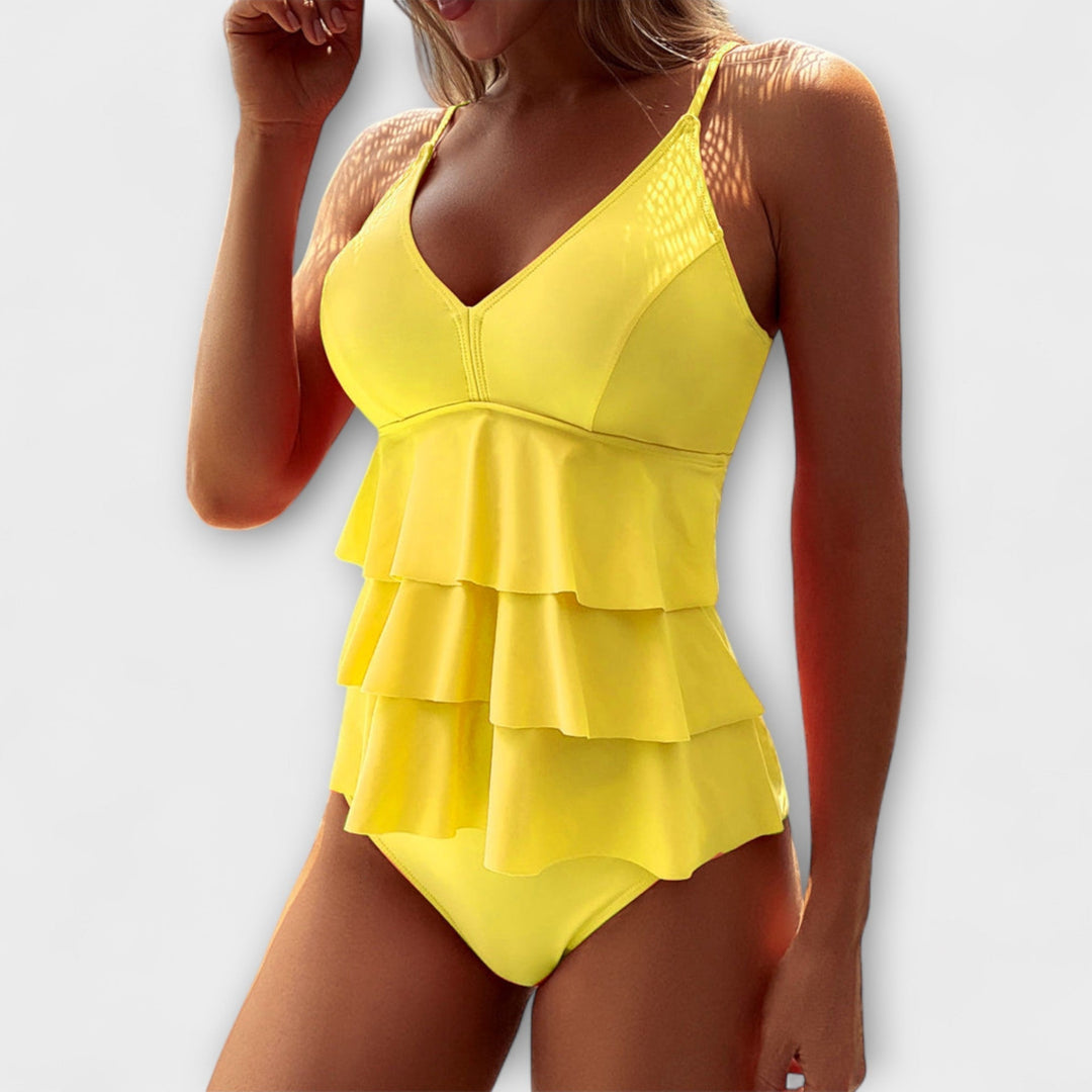 Esme | Women’s Ruffle Tiered V-Neck Swimsuit