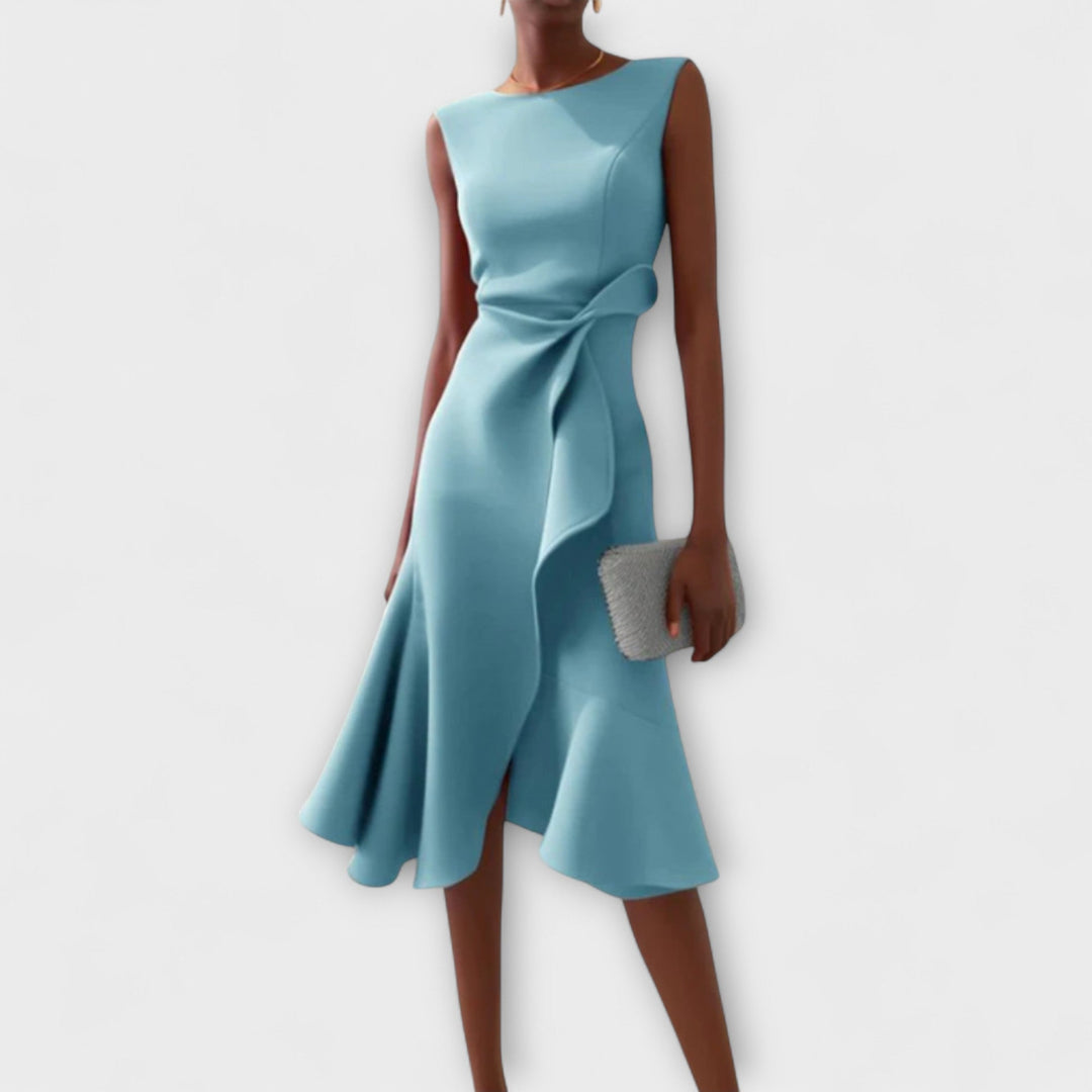 Karen | Women’s Draped Asymmetric Midi Dress