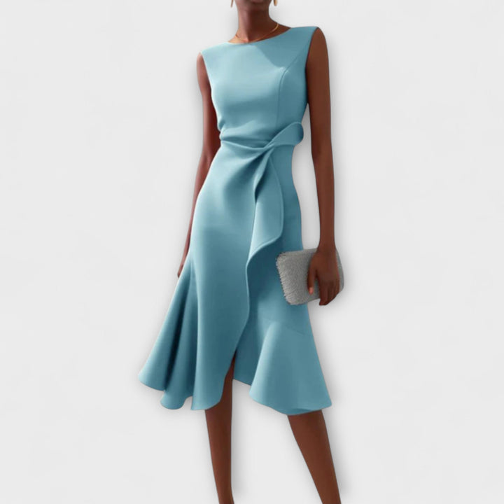 Karen | Women’s Draped Asymmetric Midi Dress