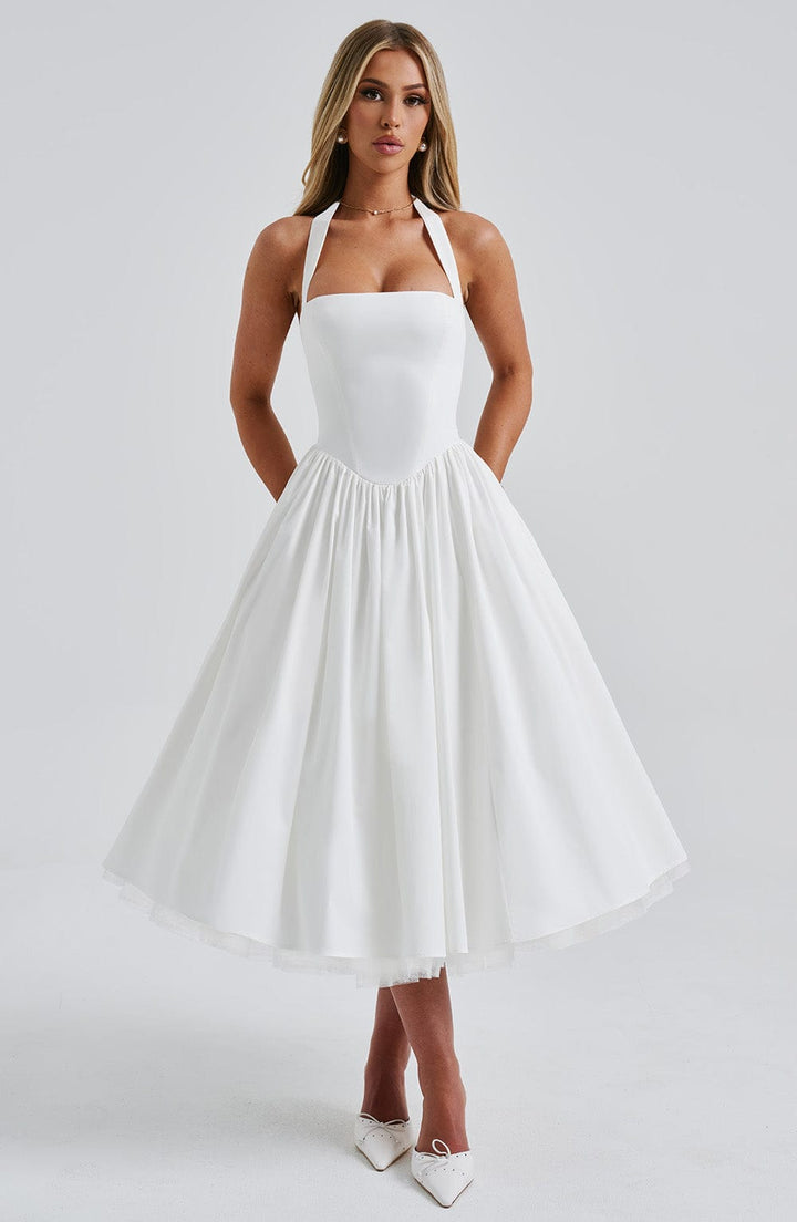 Arden | Women’s Wedding Guest Halter Midi Dress