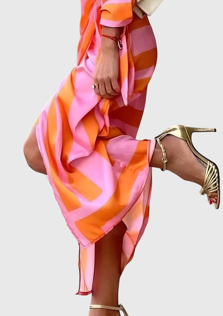 Emma | Womens Striped Wrap Midi Dress