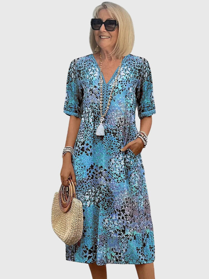 Emily | Womens Printed V Neck Midi Dress