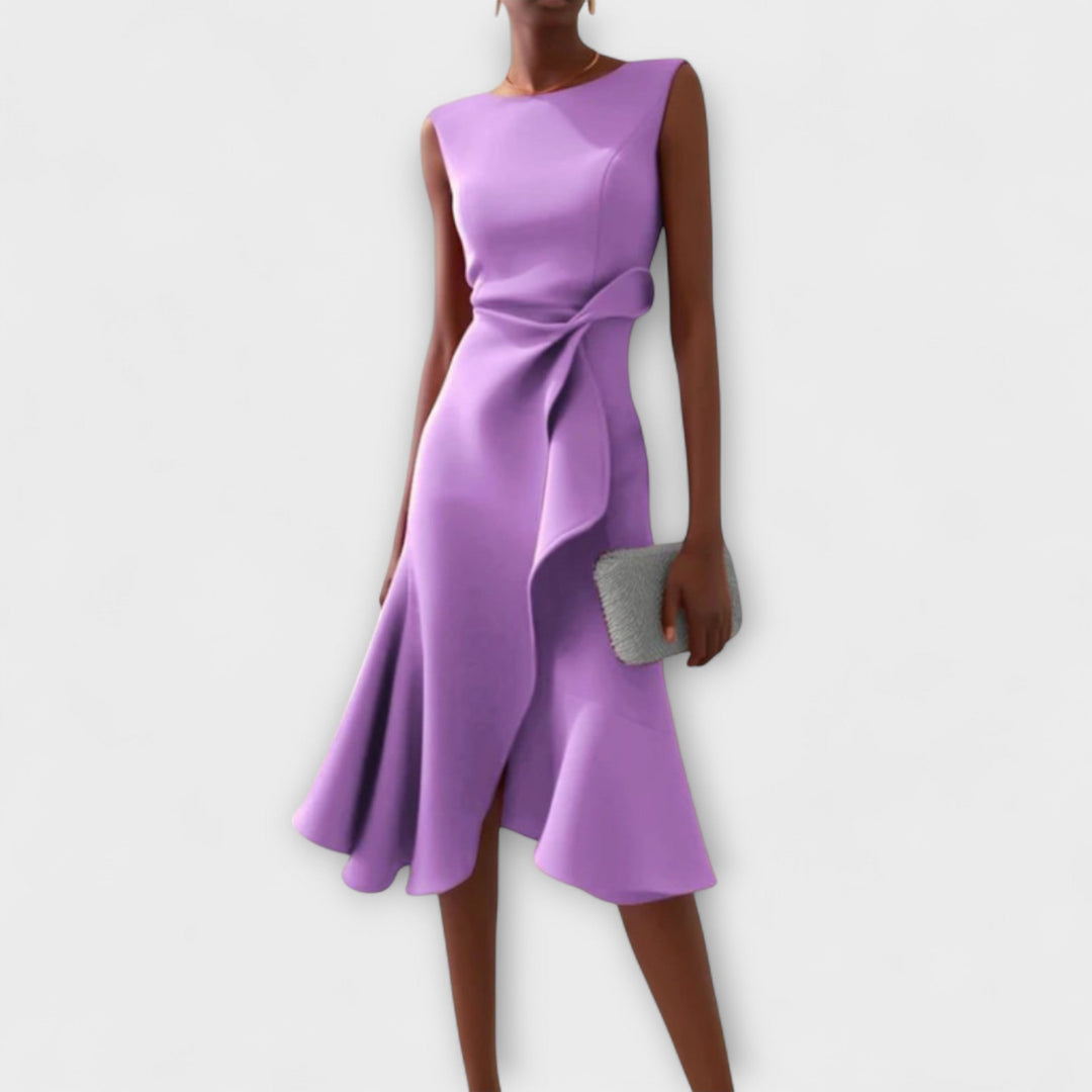 Karen | Women’s Draped Asymmetric Midi Dress