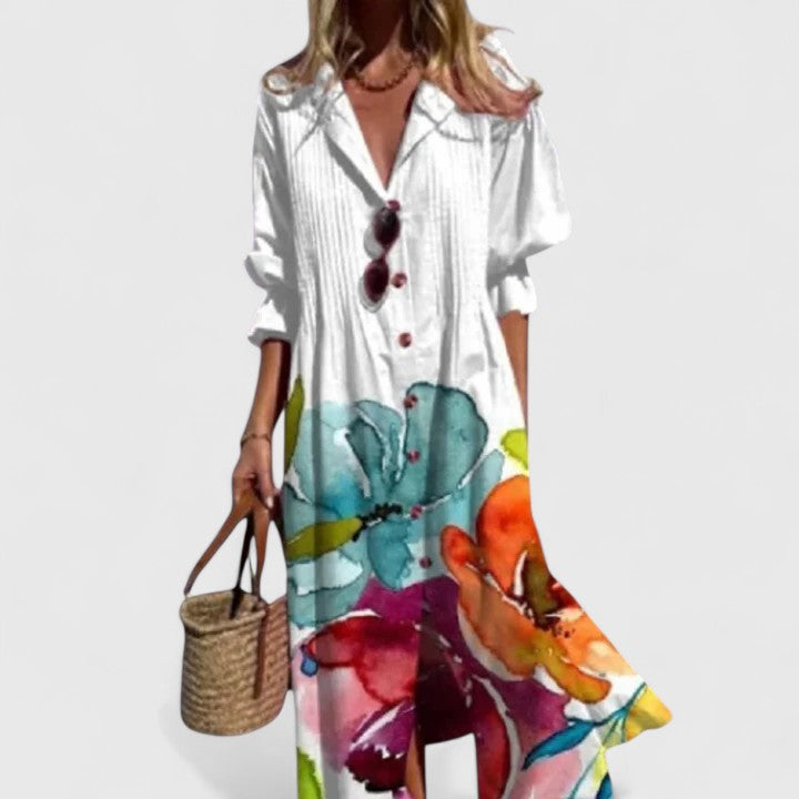 Millie | Women’s Floral Button Front Midi Dress