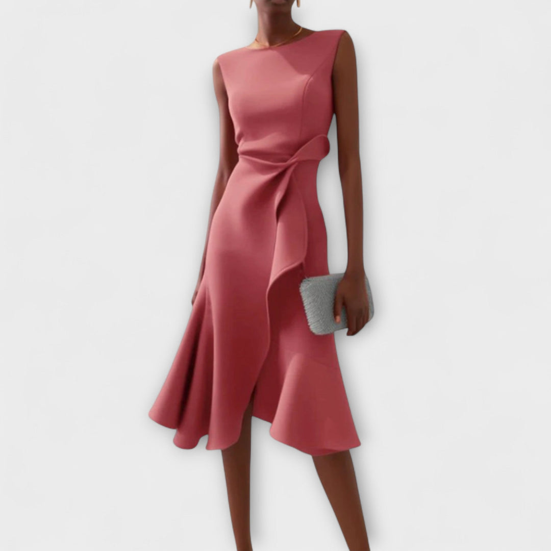 Karen | Women’s Draped Asymmetric Midi Dress