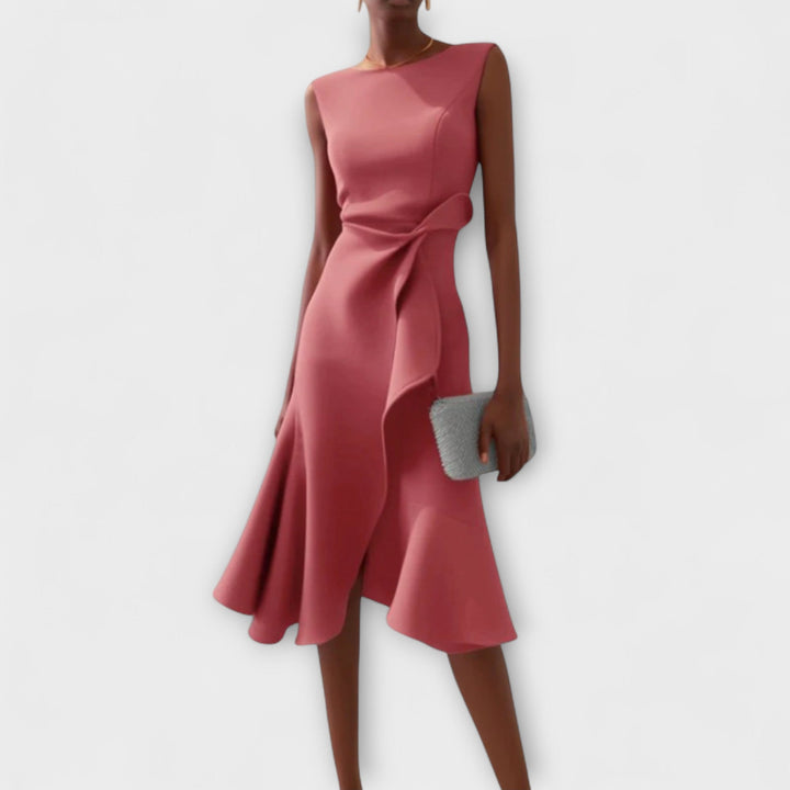 Karen | Women’s Draped Asymmetric Midi Dress